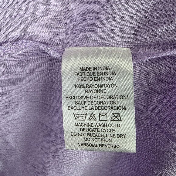 Womens Salty Lemon Purple Plunge Neck Tunic Blouse Short Sleeve Cover Up Size XL - Picture 4 of 8